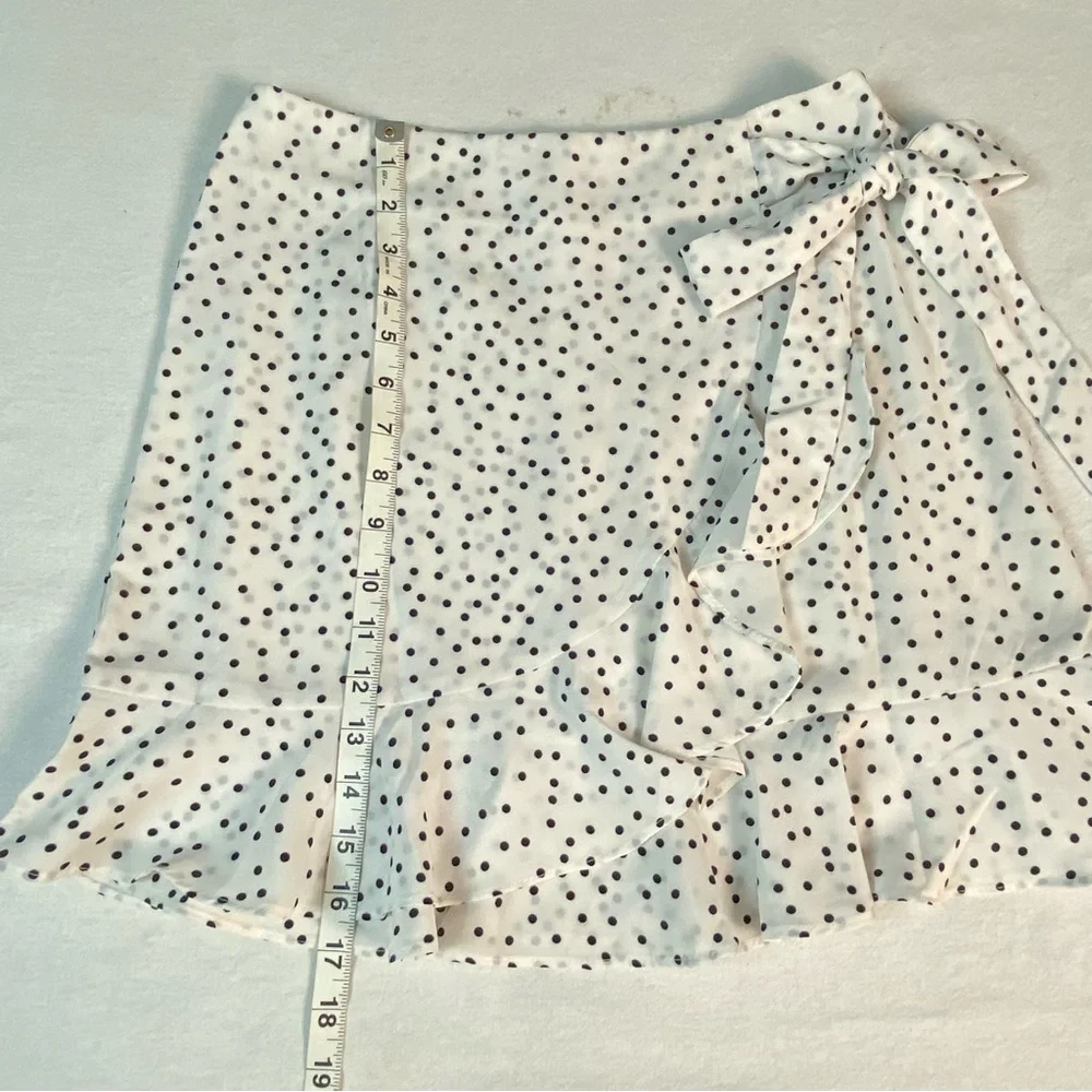 Princess Polly Polka Dot Ruffle Mini Skirt Wrap Tie White Black 6